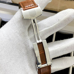High Quality Top Brand - Day & Date Master Lock Leather Strap Watch