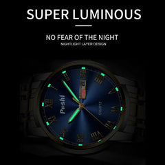 Poshi Stainless Steel Luxury Quartz Wrist Watch