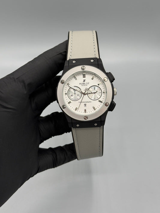 HB Geneve Chrono Style Leather Strap
