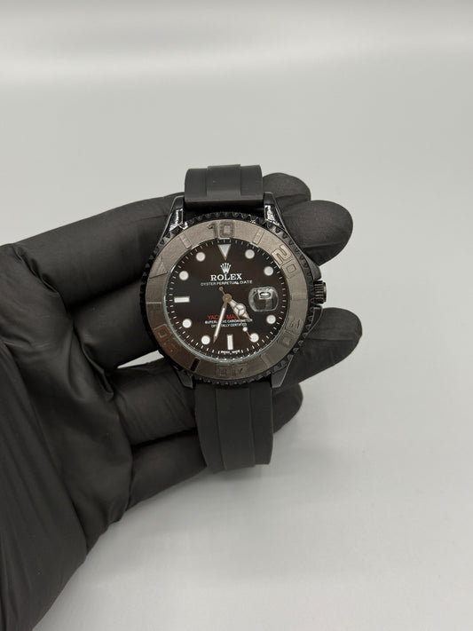 RLX Black Submariner With Rubber Strap Rotating Dial