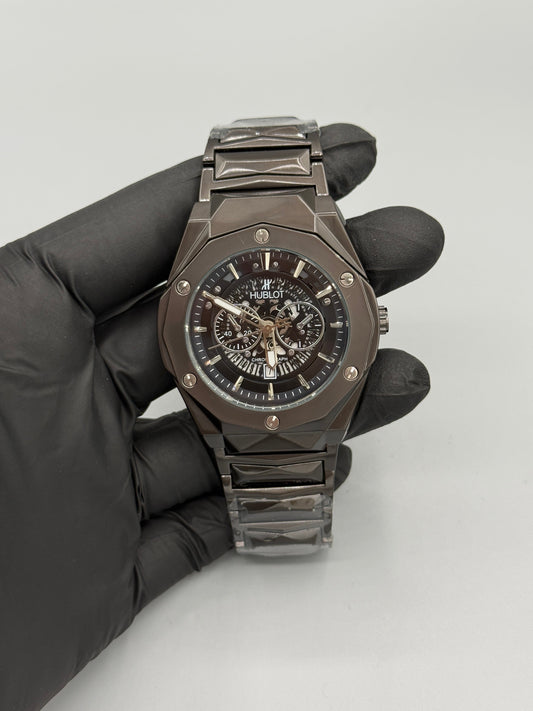 Diamond Cut Chronograph Style Stainless Steel Watch