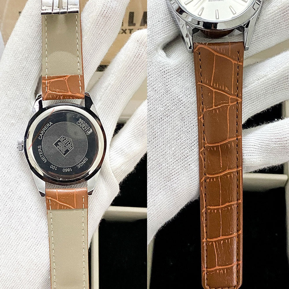 High Quality Top Brand - Day & Date Master Lock Leather Strap Watch