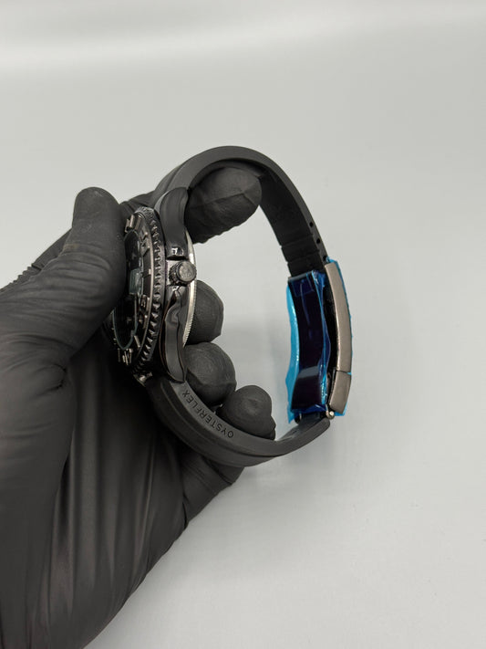 RLX Black Submariner With Rubber Strap Rotating Dial