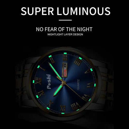 Poshi Stainless Steel Luxury Quartz Wrist Watch