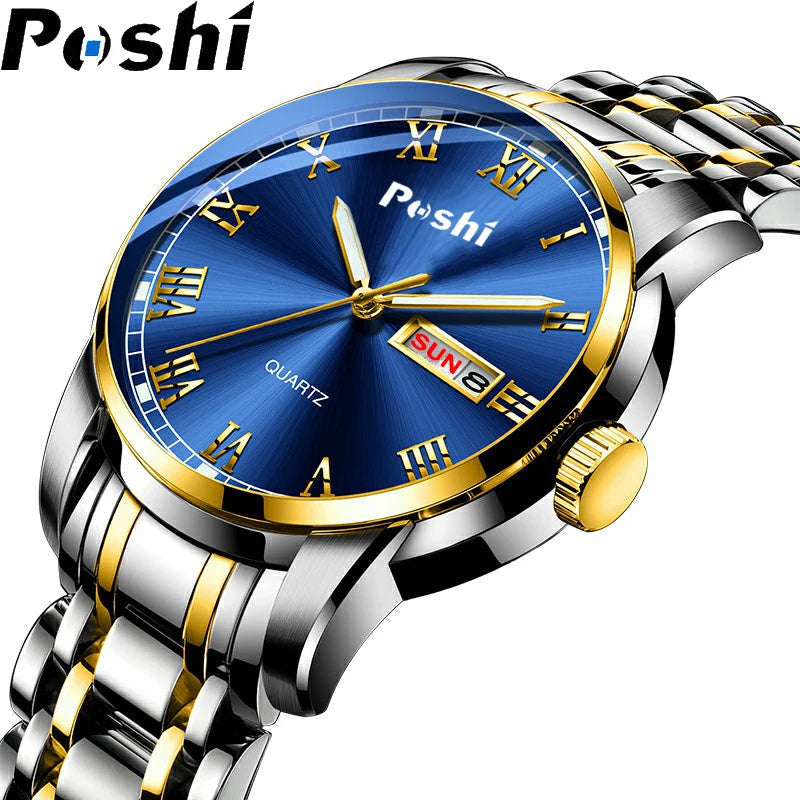 Poshi Stainless Steel Luxury Quartz Wrist Watch