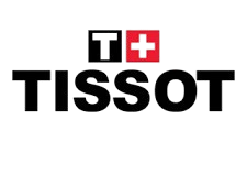 TISSOT logo with Swiss flag on a white background